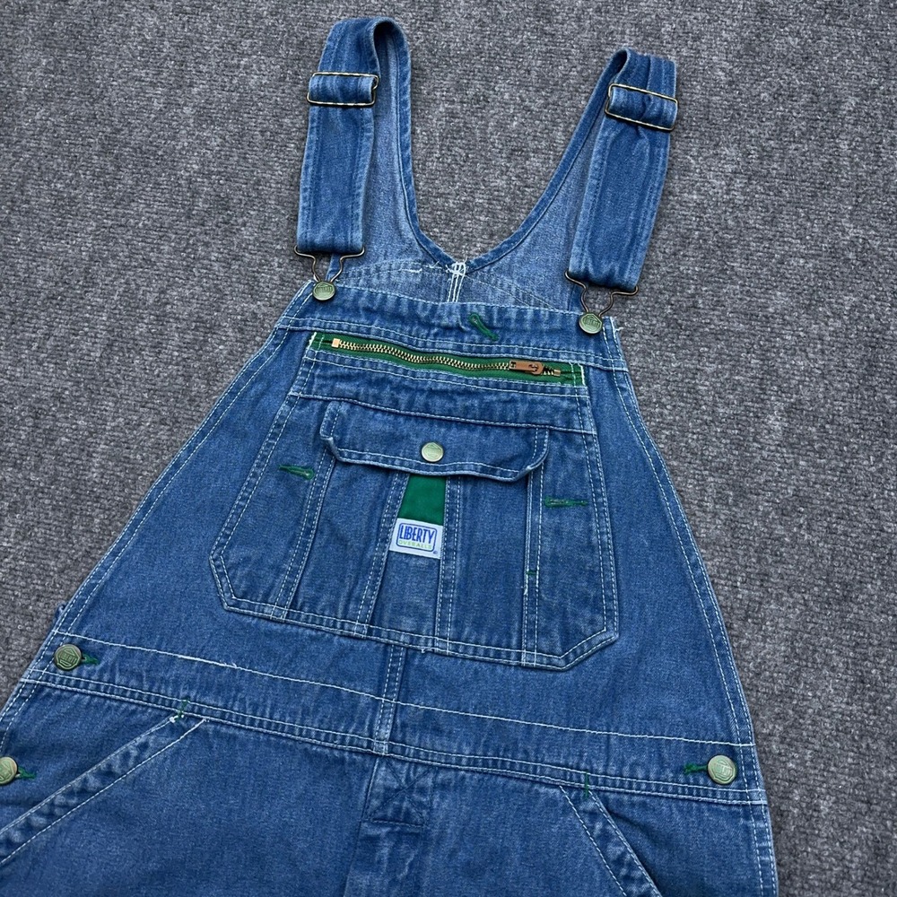Liberty Bib Overalls Mens 34x32 Stonewashed Blue Denim Style Utility Workwear